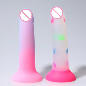Dildo souple non toxique qui brille dans le noir, sans assemblage, en silicone liquide sans œufs, en forme de cœur, pour jeu <span class=keywords><strong>solo</strong></span> - Product Image 3
