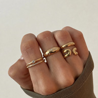 Edelstahl 18K Vergoldeter Spiralwellen-Offener Ring Klobiger Statement-Ring für Damen Modeschmuck
