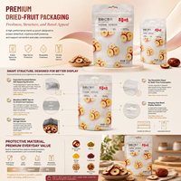 Sachet souple à fond accordéon haute capacité de qualité alimentaire pour fruits secs, résistant à l'oxydation, avec fermeture éclair refermable, couleurs vives