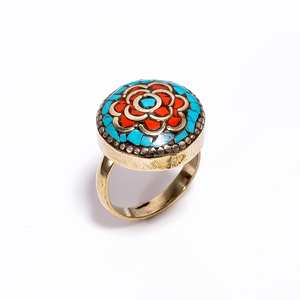 แหวนพลอยเทอร์ควอยซ์สไตล์ทิเบตสำหรับผู้หญิงและเด็กผู้หญิง - Product Image 3