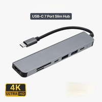 Adaptor Konverter Tipe C Portabel USB C HDTV 4K30HZ Hub dengan Stasiun Docking Port USB 3.0 USB 2.0 untuk Komputer Laptop
