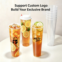Lides 1000ml hoge, slanke PP beker, verdikte harde plastic wegwerp beker, aangepaste logo voor bubble tea & fruitdrank verpakkingen