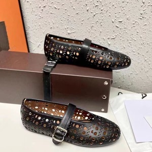 Zapatos Planos Mary Jane con Punta Redonda, Cuero Genuino, Transpirables, con Cierre de Hebilla de una Sola Correa, Estilo Veraniego para Mujer - Product Image 4