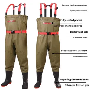 Pantalons de pêche en nylon imperméable épais et durable pour hommes et femmes avec chaussures d'eau et fermeture éclair - Product Image 4