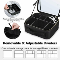 Organisateur de maquillage de voyage professionnel en polyester à pois, couche détachable, boîte de rangement, mini sac à main