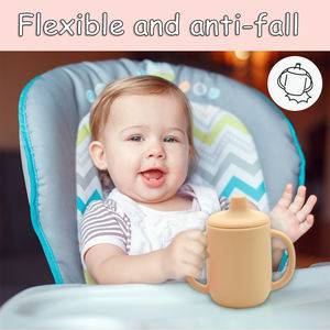 Gobelet d'<span class=keywords><strong>apprentissage</strong></span> en silicone pour bébés, bec souple <span class=keywords><strong>anti</strong></span>-<span class=keywords><strong>fuite</strong></span>, poignées profilées, sans danger pour les aliments, multi-usages, vaisselle d'<span class=keywords><strong>apprentissage</strong></span> pour bébés - Product Image 6