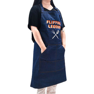 Delantal Personalizado de Mezclilla Sólida con Cuello Ajustable, Bolsillos Multicompartimento, para Cocina al Aire Libre, Panadería, Cafetería, con Logotipo Personalizado - Product Image 2