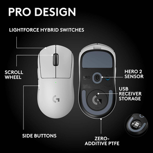 เมาส์เกมมิ่งไร้สาย Logitech <span class=keywords><strong>G</strong></span> <span class=keywords><strong>PRO</strong></span> X SUPERLIGHT 2 เซ็นเซอร์ <span class=keywords><strong>HERO</strong></span> 2 ความละเอียด 44000 DPI น้ำหนัก 60 กรัม อัตราการส่งข้อมูล 8K สำหรับพีซีและอีสปอร์ต - Product Image 5