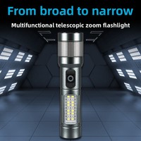 Lampe torche LED télescopique en alliage d'aluminium, portée du faisceau de 500 m, indice de protection IP20 - Éclairage longue portée pour l'extérieur, multifonctionnelle, portable