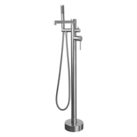 Robinet de baignoire cascade sur pied en acier inoxydable sans plomb à poignée unique, fixation au sol, vente directe usine
