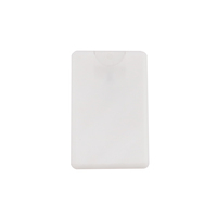 Flacon pulvérisateur jetable de 15 ml format carte de crédit avec pompe et impression sérigraphique, emballage recyclable pour désinfectant pour les mains