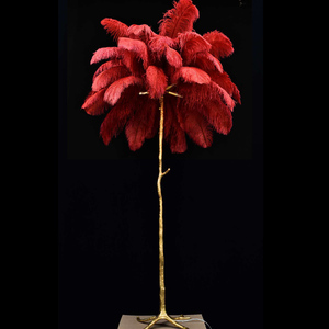 Lampadaires couleur corail décoration salon argent comptant Fengshui or jeune arbre lampes branche autruche plume <span class=keywords><strong>lampadaire</strong></span> - Product Image 3