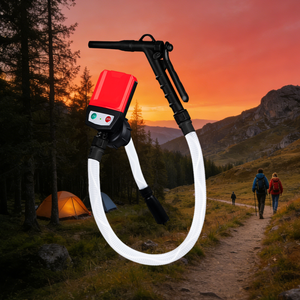 Manual Nozzle <b>Battery</b>/USB Powered DC Motor Fuel Transfer <b>Pump</b> 4 Adapters 3.8GPM Low Pressure OEM 5V/12V Water/Gasoline - Product Image 2