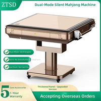 Table de Mahjong Électrique Silencieuse Automatique pour 4 Joueurs, Pliante, 2-en-1 avec Table à Manger et Lame Rotative, 2 Jeux de Mahjong Inclus