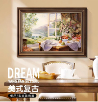 Peinture décorative Paysage américain Table à manger Peinture murale murale française Vintage Entryway Mural European Spray Painting