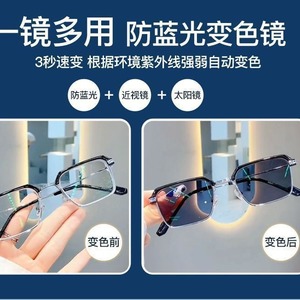 Lunettes anti-lumière bleue demi-cadre rectangulaires en métal pour hommes avec verres photochromiques résistants aux UV, numéro de pièce 810-2 - Product Image 4