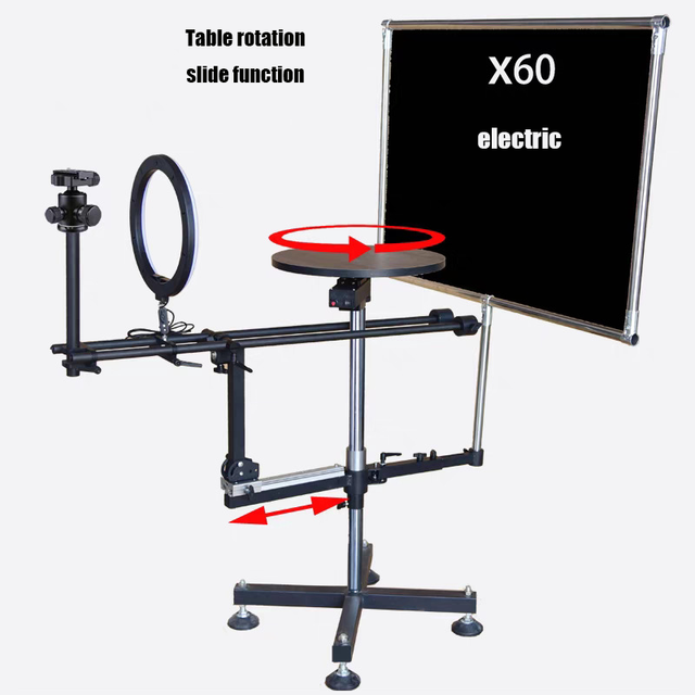 Factory Sales Directly Electric 360 Spinning Camera Stand Professional Photography Turntable With Slide Rail
