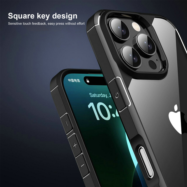 New Design Crystal Clear Anti-Shock Bumper TPU Frame Rugged Matte PC Back Case for iPhone 16 Pro Max & 16 Plus Mobile Phones
