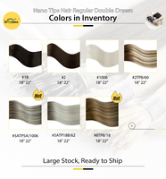 Extensions de cheveux naturels russes doublement étirés, 100 % cheveux humains Remy, 30 pouces, à anneaux nano