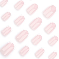 Vente en gros de faux ongles en ABS personnalisés, à couverture complète, à presser, 24 pièces, style français luxueux, courts pour les doigts