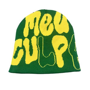 ユニセックスカスタムロゴオールオーバープリントデザイナージャカードビーニーハットグラフィックMea Culpaファッション愛好家 - Product Image 3