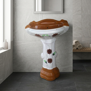 Vente en gros Colonne en béton Lavabo sur pied Lavabo sur pied Lavabo de salle de bain Colonne haute Bassin rond à base de ciment - Product Image 4