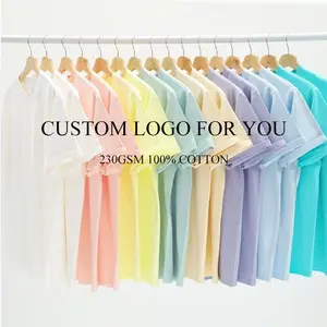 230 Gsm 100% Cotton Dtg Print Custom Logo Men Unisex Oversize Blank Plain White T Shirt