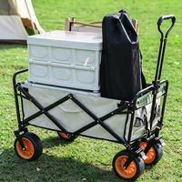 Chariot de camping pliable avec poignée réglable et design rétractable pour pique-nique en plein air, plage, jardin