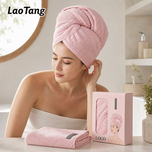 Serviette de salon de coiffure personnalisée avec logo, serviettes en <span class=keywords><strong>microfibre</strong></span> pour la tête, serviettes turban à séchage rapide, enveloppe pour sécher les cheveux - Product Image 1