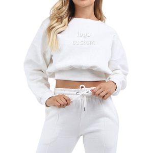 <span class=keywords><strong>Felpa</strong></span> corta girocollo da <span class=keywords><strong>donna</strong></span> alla moda <span class=keywords><strong>felpa</strong></span> girocollo <span class=keywords><strong>bianca</strong></span> Casual 100% cotone personalizzata da <span class=keywords><strong>donna</strong></span> - Product Image 1