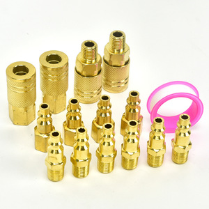 Quick Coupler 15 Piece Set 1/4 Npt Copper Plated Carbon Steel Internal <b>Thread</b> Pneumatic Connectors For Air <b>Tools</b> - Product Image 5