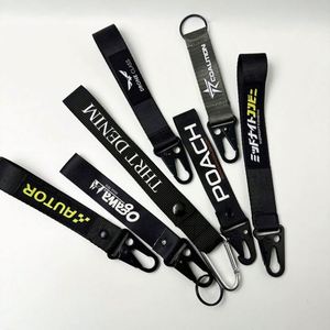 Custom Logo Motorcycle Keychain <b>Lanyard</b> Woven Tag Nylon <b>Polyester</b> Keyring Fabric <b>Lanyard</b> Promotional Carabiners & Keychains - Product Image 5