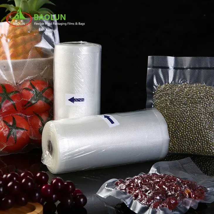 Sacs scellés sous vide personnalisés sacs scellés sous vide biodégradables en relief rouleau de sac scellant sous vide pour emballage alimentaire