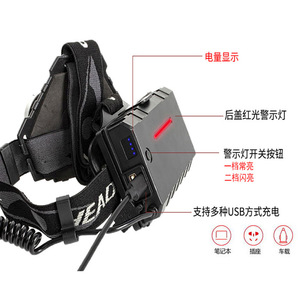 Lampe frontale P70 30W LED rechargeable 5 modes, éclairage d'urgence pour la pêche en extérieur - Product Image 3