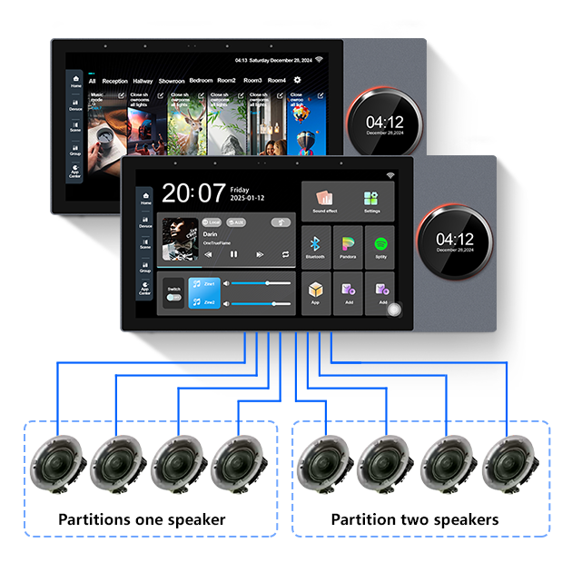 TUOAN 2026 New Touch Screen Music Center Control Panel Supports 8 -way Ceiling Speaker for Smart Home Working with Tuya