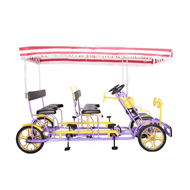 2023 New style leisure four people bicycle tandem bike 26 pollici tandem bike side by side tandem bike in vendita