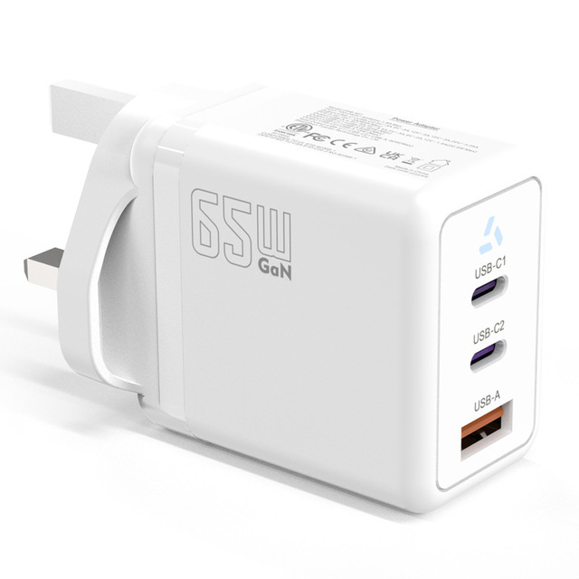 2C1A Three Ports USB Fast Wall Charger 65W GaN USB-C Power Adapter for Macbook Computer Phone Charger