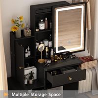 Nouvelle Table de Maquillage Haut de Gamme 2026 en Bois Massif Style Nordique avec Miroir et Rangement pour Chambre à Coucher