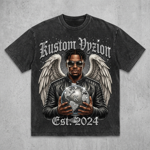 T-shirt personnalisé OEM vintage délavé 300 GSM en coton épais coupe oversize carrée courte avec imprimé graphique pour homme - Product Image 1