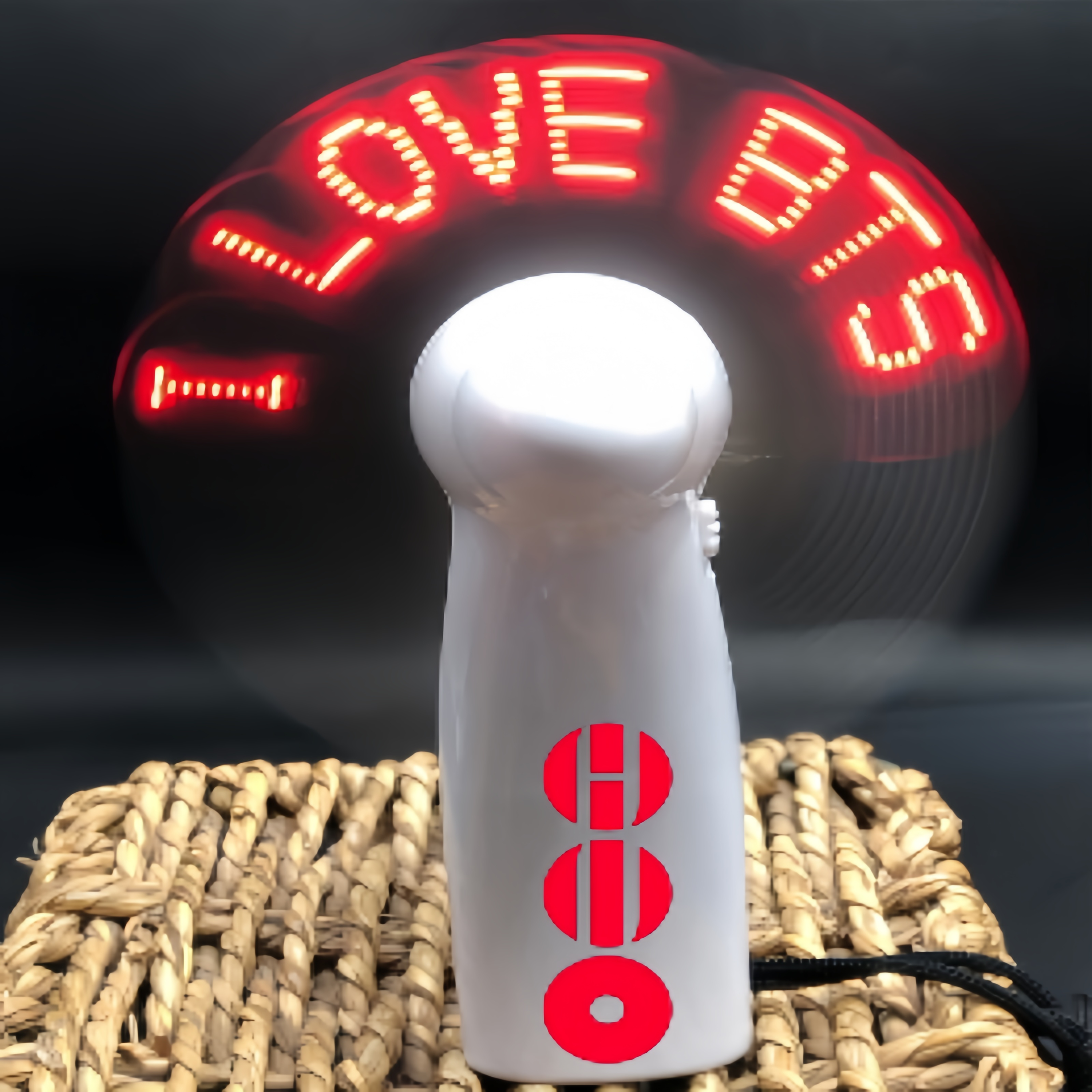 Light up LED Fan Custom Text & Logo Glow Rechargeable Summer Pool Parties Outdoor Concerts B T S BT21 Handheld Fan