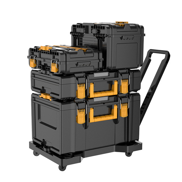 Factory Direct DW Style Multi-functional Stackable Power Tool Case Modular Hardware Organizer Car Trunk Outdoor Storage Tool Box