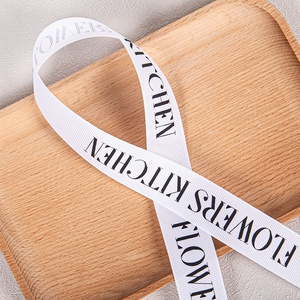 Logotipo en relieve de cinta de grogrén de una sola cara de poliéster 100% de marca personalizada para envolver regalos y decoraciones - Product Image 6