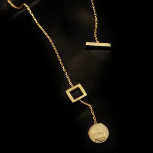 Accessories Jewelry 18k Gold Plated Stainless Steel Gold Pendant Disc Necklace For Women Necklace Vendor