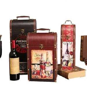 Luxury wholesale Special craft pattern design of a single wine gift wooden box hand box gift box
