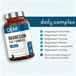 Cápsulas de Magnesio 6 en 1 OEM ODM, 2500 mg, 120 Cápsulas con Zinc, Vitamina D3, B6, Magnesio Elemental - Product Image 3