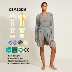 Conjunto de Pijamas Femininos Personalizados, Roupão de Inverno com Bolso, ODM, Cintura Elástica, Manga Longa, Roupão de Banho, Roupa de Dormir Feminina - Product Image 1