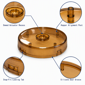 Couvre-hopper à café personnalisé, moulage de précision, design bombé en PC, languettes à clipser, joint en <span class=keywords><strong>silicone</strong></span>, équipement à café OEM ODM directement de l'usine - Product Image 2