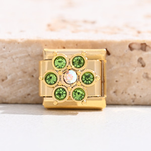 Italian Gold Modular Bracelet Set Crystal Rhinestone Flower Pattern DIY Jewelry Unisex Everyday Wear - Product Image 3