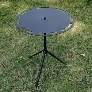 NPOT 2023 New Design Mini Camp Table Portable Outdoor Folding Table Aluminium Round Desktop Triangle Support Table
