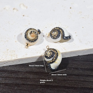 Colgante de concha marina natural con acentos de diamantes coloridos estilo océano DIY collar joyería para mujer - Product Image 6